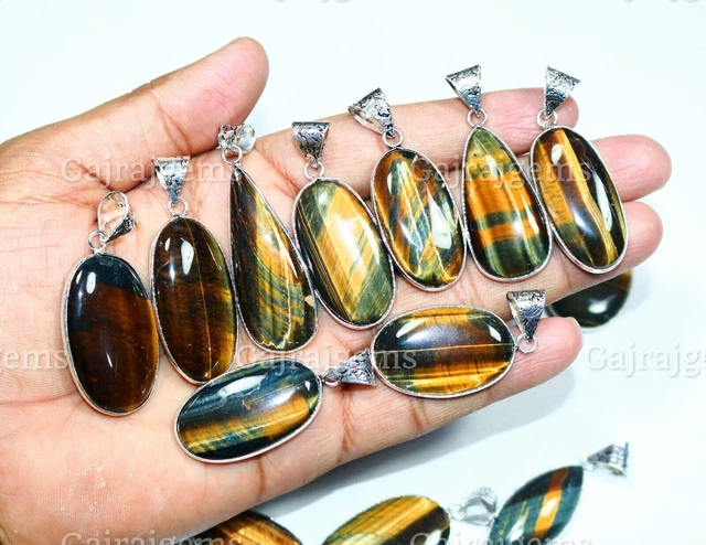 Collier Pendentif œil De Tigre Naturel - Goutte De Larme - Chakra Et Fengshui - Cordon 18 Pouces