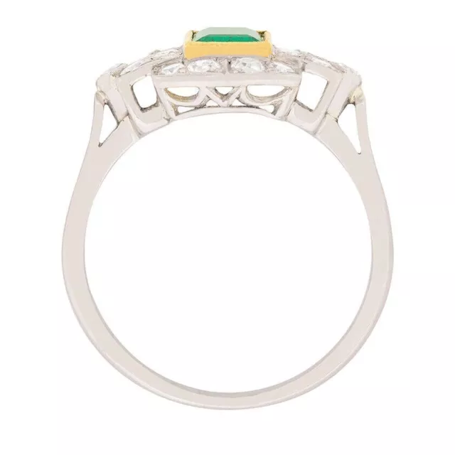 ART DECO 3CT Emerald and Lab-Created Diamond Wedding 14K White Gold ...