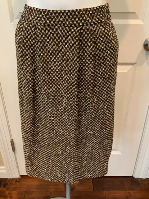 St. John Couture Brown & Black Tweed Knit Skirt, Size 4 (US)