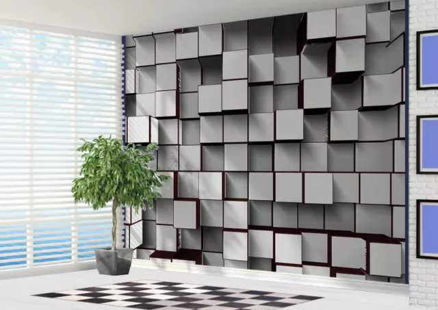 Wallpaper Black and White 3d blocks abstract wall mural photo (22256975)