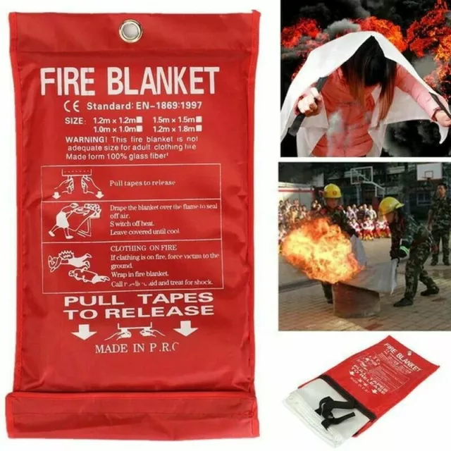 1/2Pcs Safety Large Fire Blanket 1mx1m Quick Release Home Kitchen Office Caravan