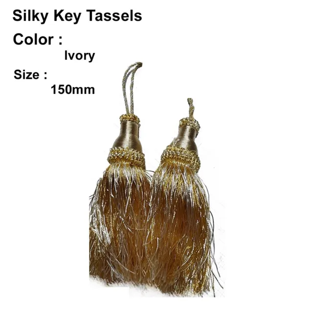 2X Silky Key Tassels, Cushions, Blinds,Bibles , Curtains,Ivory 101