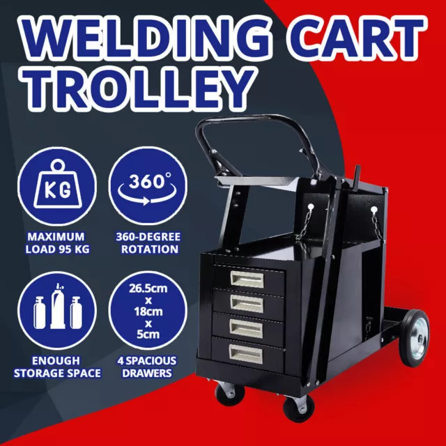 Welding Cart Trolley Drawer Welder Cabinet MIG TIG ARC MMA Plasma Heavy Duty NEW