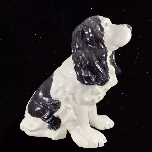 Vintage Springer Sam Spaniel Dog Figurine Signed Numbered  11”T 10”W White Black