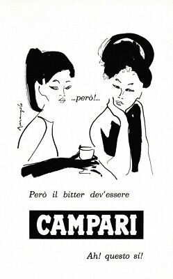 Pubblicita' 1966 Bitter Campari Propaganda Aperitivo Unico Sete  Franz Marangolo
