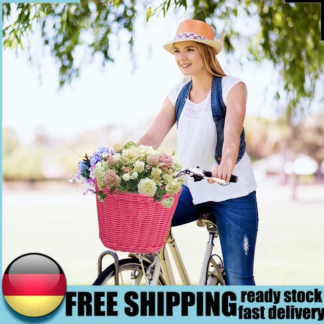 4 teile/satz Rattan Fahrrad Korb + Glocke + Quaste + Aufkleber Lagerung Korb (Ro