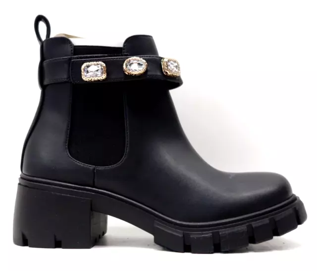 Madden Girl Womens Honey Black Paris Chelsea Heeled Boots Booties US 8.5 B EU 39