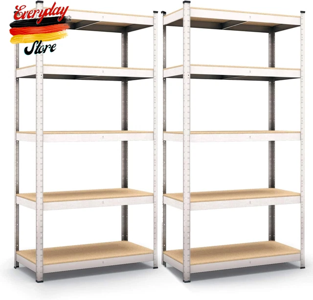 Scaffale scaffale per magazzino, 2 pezzi, scaffale seminterrato scaffale a innesto scaffale per officina scaffale per carichi pesanti