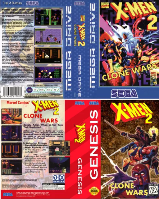 - X-Man 2 Clone Mega Drive Genesis NTSC PAL Replacement Box Art Case Cover Only