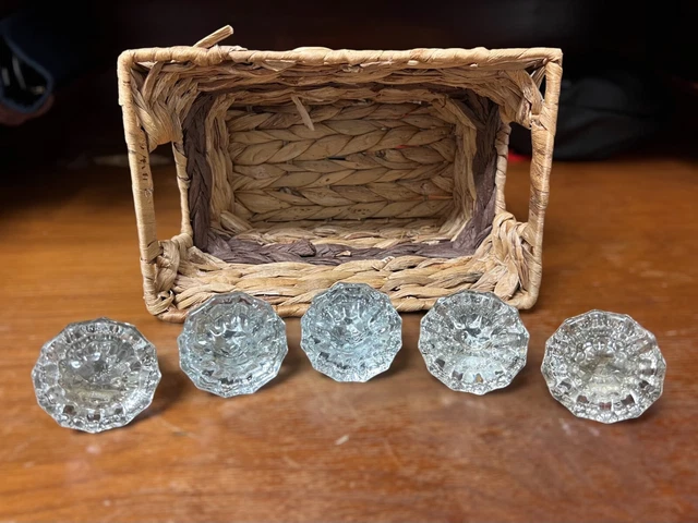 Antique glass/crystal door knobs bundle of 5 - (not a set) ALL 12 SIDED KNOBS