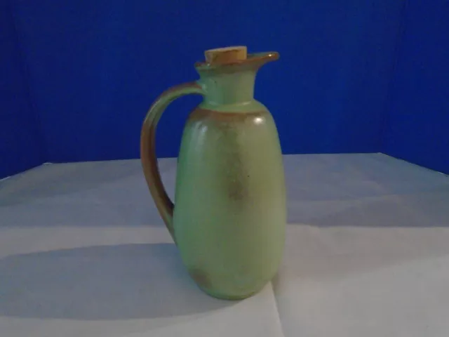 Vintage Frankoma Art Pottery 8" Green Brown Pitcher Jug #835 Mcm Oklahoma