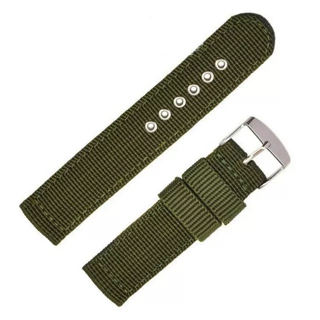 Correa De Nylon para Reloj - 18 mm - Hebilla De Metal - Verde Militar - CMILIV18