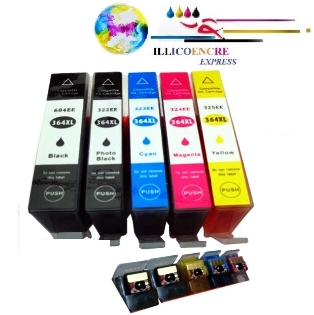 Lot De 8 Cartouches D'encre Compatibles HP 364XL - Pour Photosmart, OfficeJet, DeskJet - Neuf