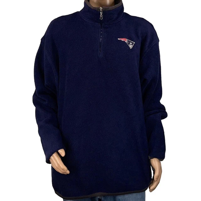Vintage Reebok New England Patriots NFL Blue 1/4 Zip Polyester Fleece Sweater XL
