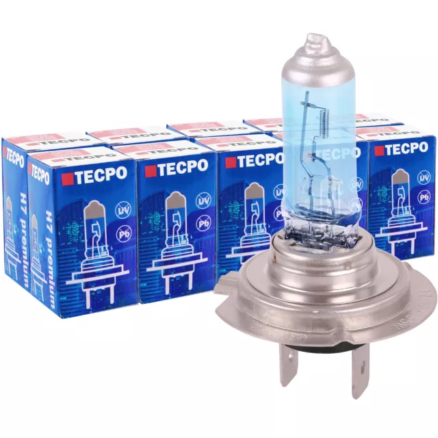 10x TECPO H7 BIRNE XENON OPTIK PREMIUM WEIß GLÜHBIRNE 12V 55W PX26 HALOGEN LAMPE