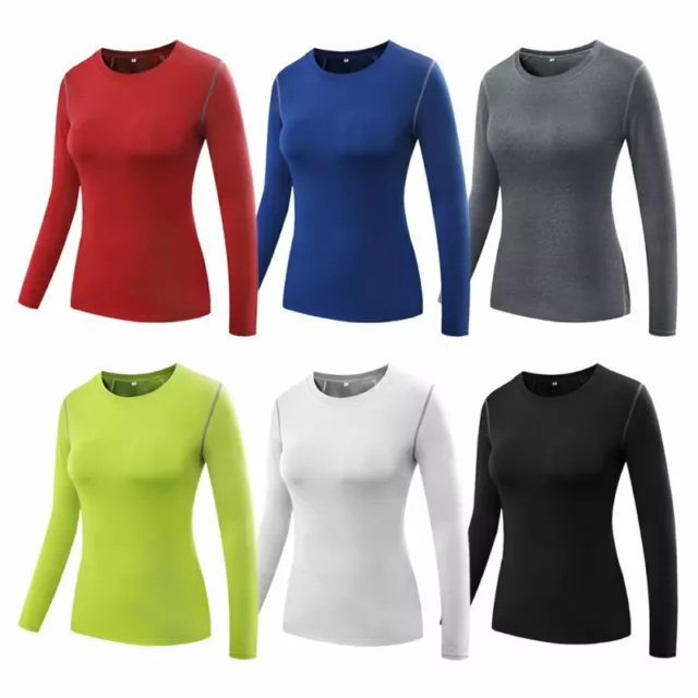 Womens Compression Activewear Tops Long Sleeve Yoga Shirt Tight Workout Tee Top