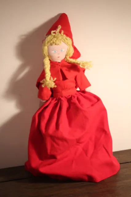 Ancienne poupée de chiffon peluche Chaperon Rouge Grand-mère et Loup 3 en 1