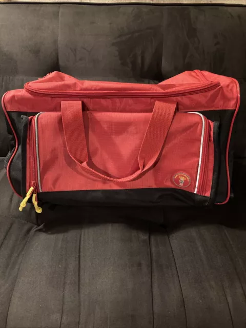 Vintage Going to Grandma's Red Rolling Duffle Bag Luggage Carry On Rare