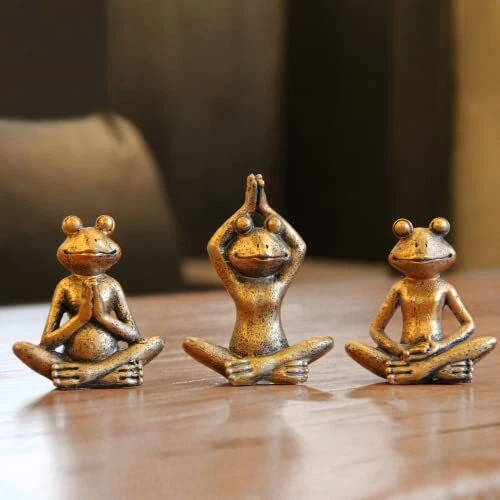 Frog figurines yoga zen decor – frog yoga statues for home decor,set of Bronze