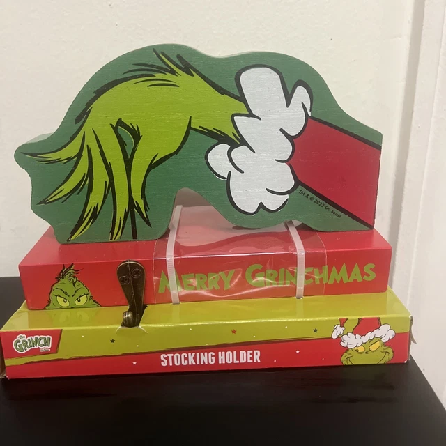 THE GRINCH STOCKING Holder Dr. Seuss Christmas Holiday Stocking Hanger