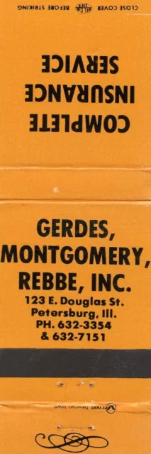 Gerdes Montgomery Rebbe Insurance, Petersburg, Illinois Matchbook