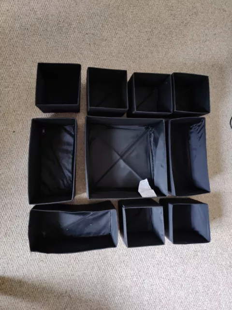 IKEA SKUBB Set of 10 Drawer Organiser Storage Cloth Box Wardrobe Black