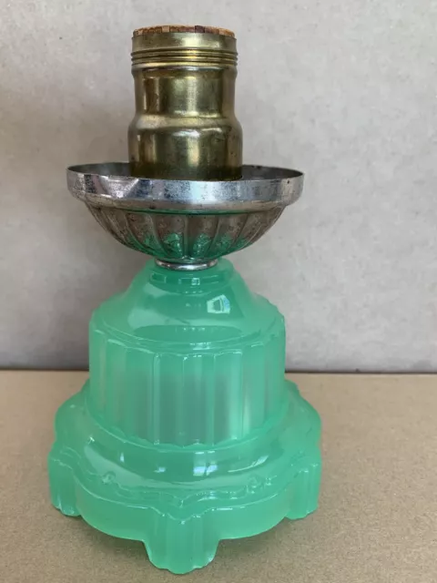 Vintage Jadeite Glass Lamp Base Tested Works Beautiful Vintage Base 3