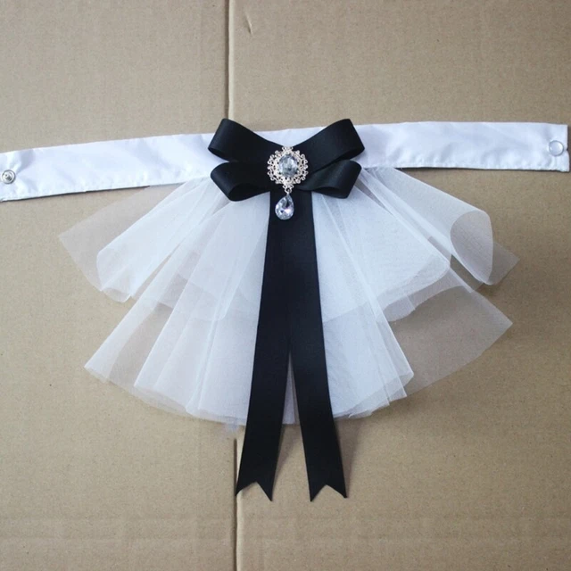 Cravatta Jabot Steampunk Stratiata Ruffle con Accessori Costume Cosplay Nodo Arco