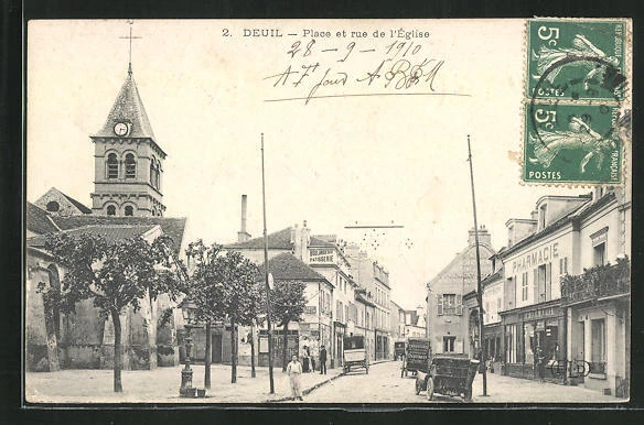 CPA Deuil, Place et rue de l´Eglise 1910