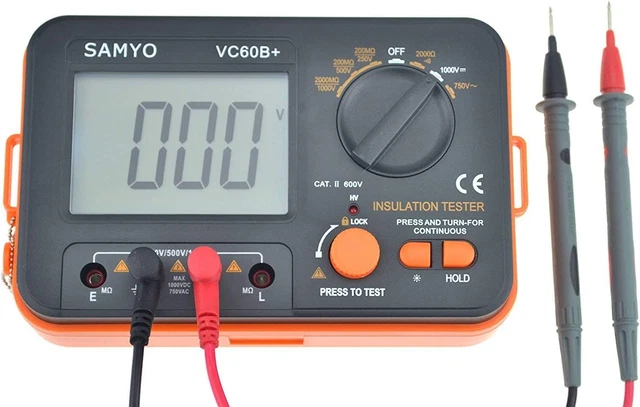 VC60B+ Digital Insulation Resistance Tester DCV ACV Meter Megohmmeter Megohm wit