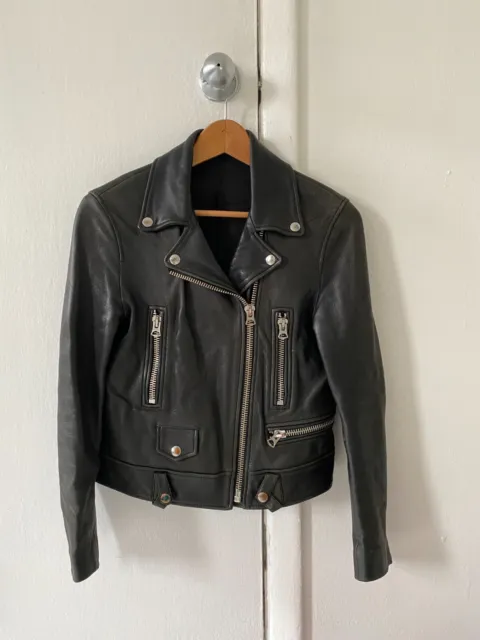 Acne Studios Mock Black Leather Biker Jacket