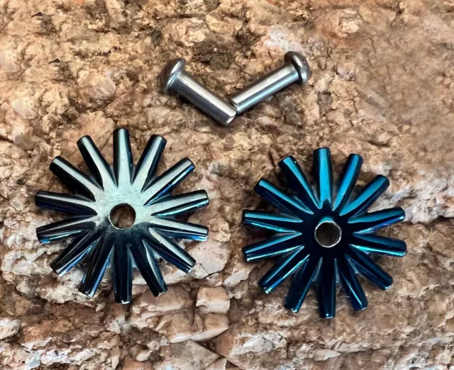 NICE NEW 1 1/2" 14-Point BLUE COWBOY VAQUERO Fancy SPUR ROWELS & Pins