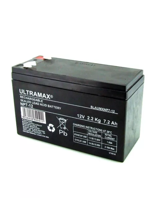 GS Portalac PX12072-F2 12V 7Ah Replacement Ultramax 12V 7Ah Alarm Battery