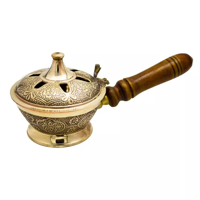 Pure Brass Charcoal Incense Burner, Loban Burner, Bakhoor Burner, Dhoop Dhuni