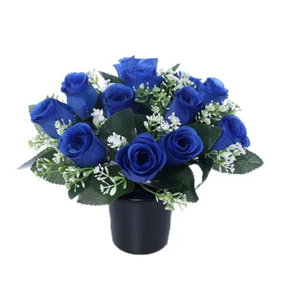 Blue Rose Grave Flowers - Cemetery Flowers - Artificial Flowers For Graves