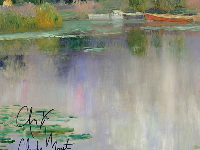 TABLEAU HUILE TOILE d'artiste Claude Monet signé estampillé main ...