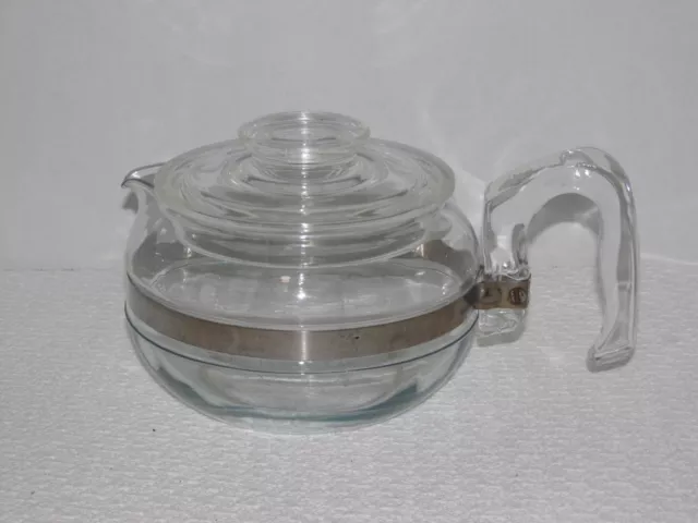 Vintage Used Pyrex Stainlees Flameware 8336 8446B 6 Cup Kettle Tea Pot Usa W/Lid