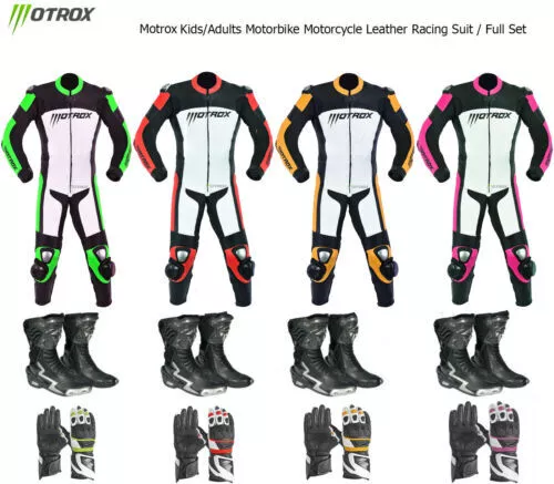 Kinder / Erwachsene Motorrad Suit Motrox Leder Rennanzug / Komplettes Set
