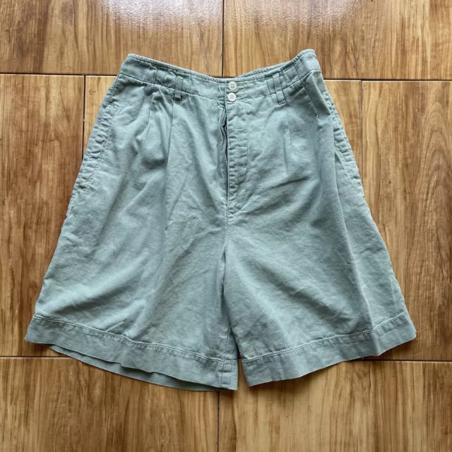 Vintage GAP Linen Blend Shorts Women's Size 10 (25" Waist) High Waist Green 90's