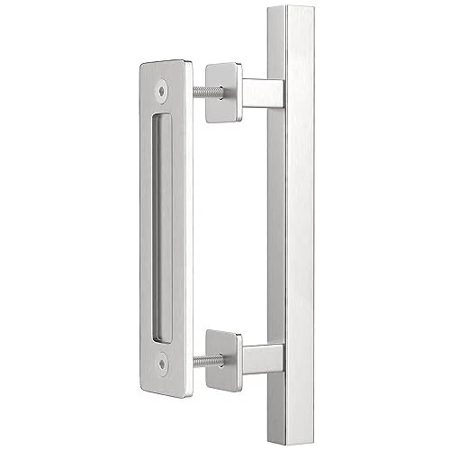 12" Stainless Steel Sliding Barn Door Handle Hardware with Flush Finger Pull,...