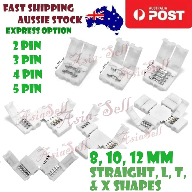20x LED Strip Connector 2 3 4 5 Pin T L X Shape 8mm 10mm 12mm 3528 5050 RGB RGBW