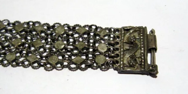 ANTIQUE 1800 s. SILVER KNITTED THREE ROWS LADY BRACELET  #  18B 3