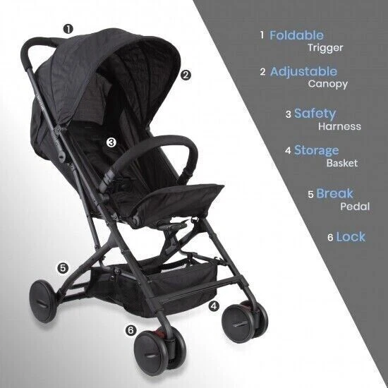 JOVIAL JPC20BK Portable Folding Baby Stroller, Compact & Portable, Black