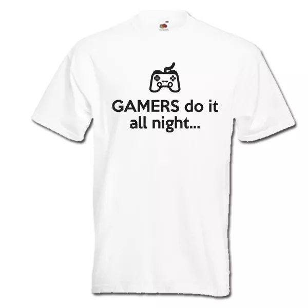 T-shirt da uomo GAMERS do it all night xbox playstation gaming eat sleep game divertente 3