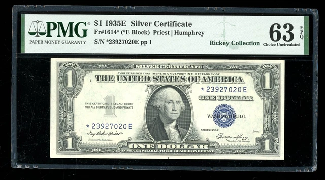 DBR 1935-E Silver STAR Fr. 1614* PMG 63 EPQ Serial *23927020E