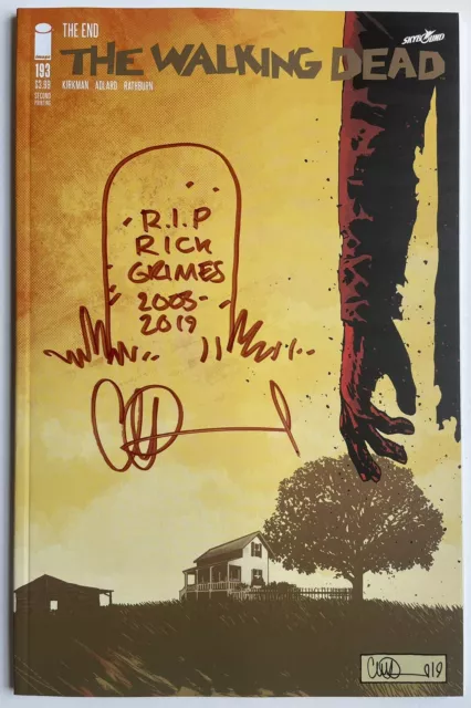 WALKING DEAD #193 w/RICK TOMBSTONE REMARQUE & SIGNED BY CHARLIE ADLARD 2ND PRINT