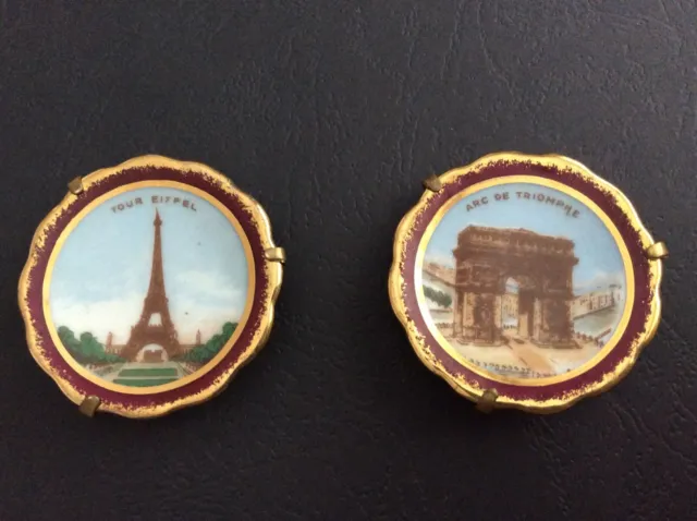 2 Beautiful Vintage Limoges Porcelain Miniature Plates