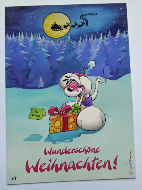 Diddl Weihnachts-Postkarte - Girlande - ##  Nr. 69b  ## - Top-Zustand