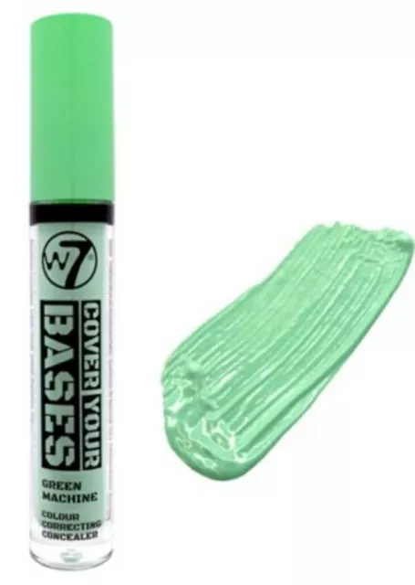 3 × W7 COVER YOUR BASES colour correcting concealer 5ml - Green Machine