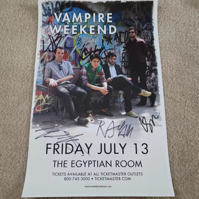Vampire Weekend SIGNED AUTOGRAPH 11×17 heavy cardstock poster #B